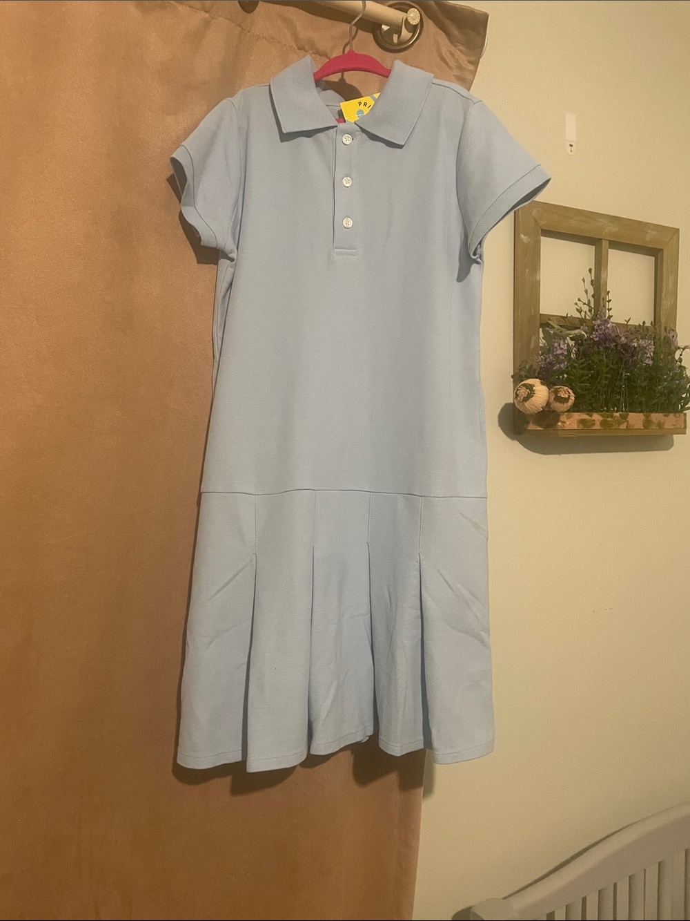 Primary Light Blue Polo Dress for Girls
